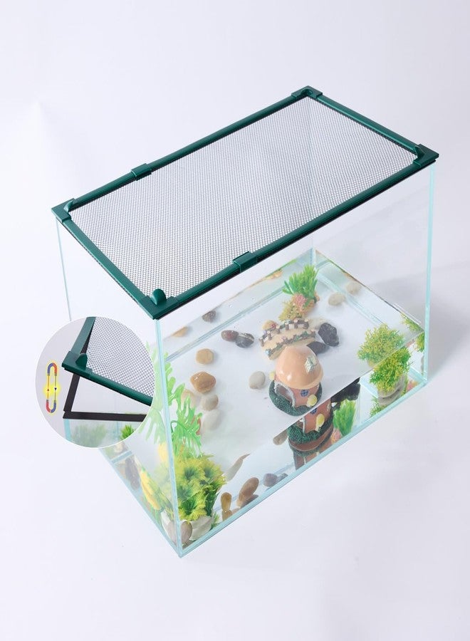 Maguesh Magnetic Fish Tank Cover Green Frame Black Net, DIY Magnetic Fish Tank Lid 39"x19"(100x50CM) for Preventing Fish from Jumping Out The Size can be Adjusted Smaller - Image 1